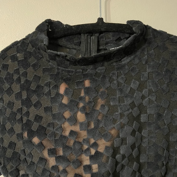 Zara black mock neck short sleeve see-through top - Picture 2 of 3